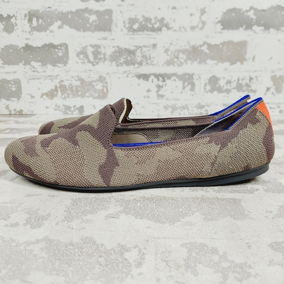 New Rothy's The Loafer Tan Brown Camo Round Toe Slip On Loafers O598